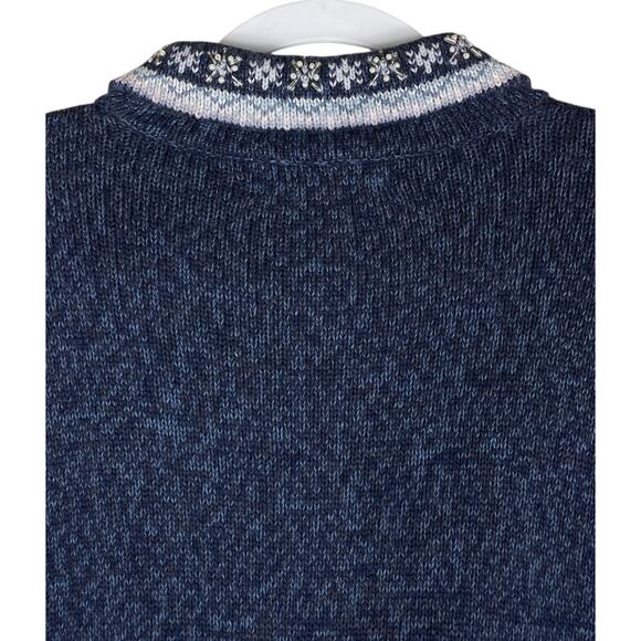 Heirloom Collection Vintage Beaded Snowflake Sweater Jacket Blue Women’s Large - Picture 10 of 15